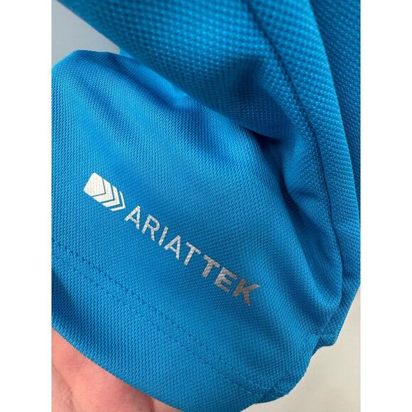 Ariat Tek Polo Men's XL Blue Performance Heat Series Active Collar Shirt Outdoor - Picture 2 of 9